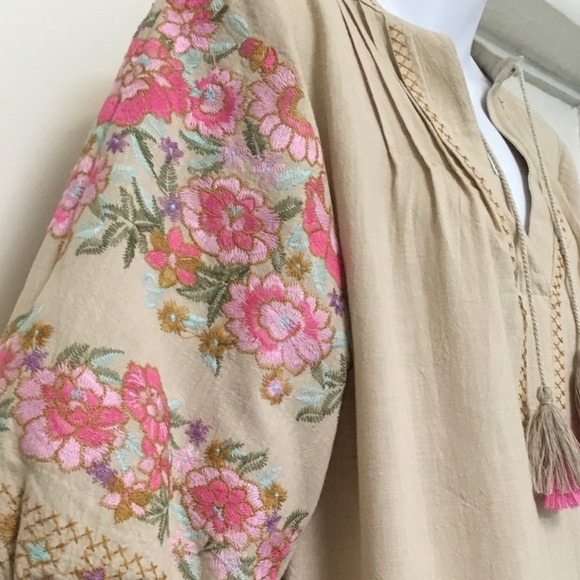 Embroidered Linen Tunic DRESS Floral Cleo NEW - Picture 5 of 8